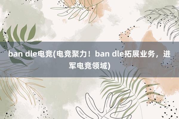 ban dle电竞(电竞聚力！ban dle拓展业务，进军电竞领域)