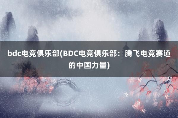 bdc电竞俱乐部(BDC电竞俱乐部：腾飞电竞赛道的中国力量)