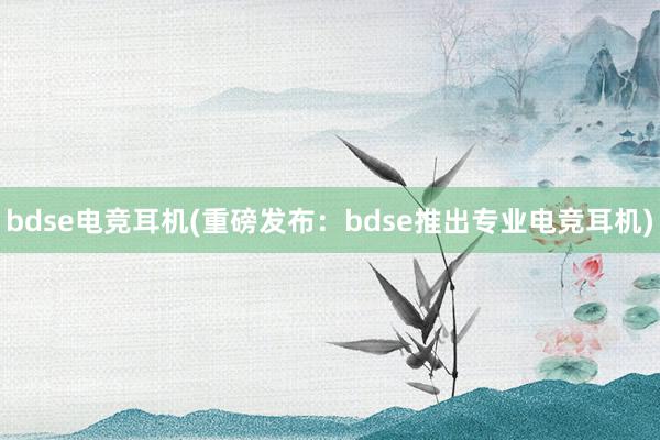 bdse电竞耳机(重磅发布：bdse推出专业电竞耳机)