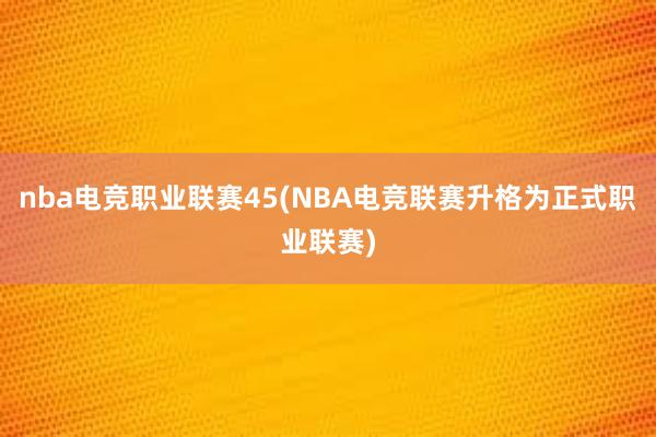 nba电竞职业联赛45(NBA电竞联赛升格为正式职业联赛)