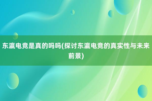 东瀛电竞是真的吗吗(探讨东瀛电竞的真实性与未来前景)