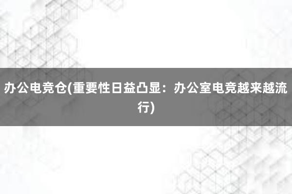 办公电竞仓(重要性日益凸显：办公室电竞越来越流行)