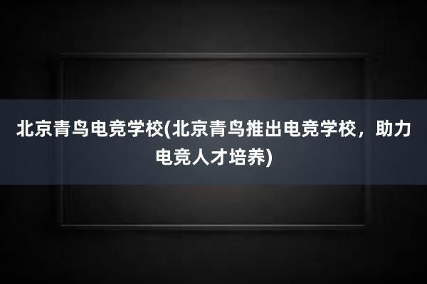 北京青鸟电竞学校(北京青鸟推出电竞学校，助力电竞人才培养)