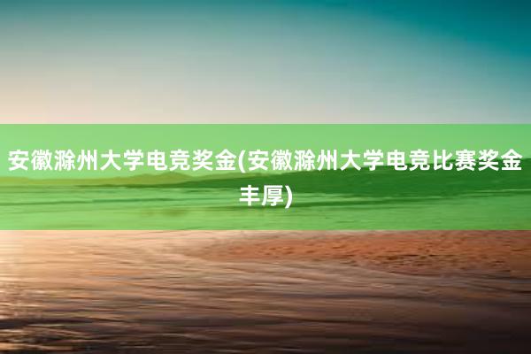 安徽滁州大学电竞奖金(安徽滁州大学电竞比赛奖金丰厚)