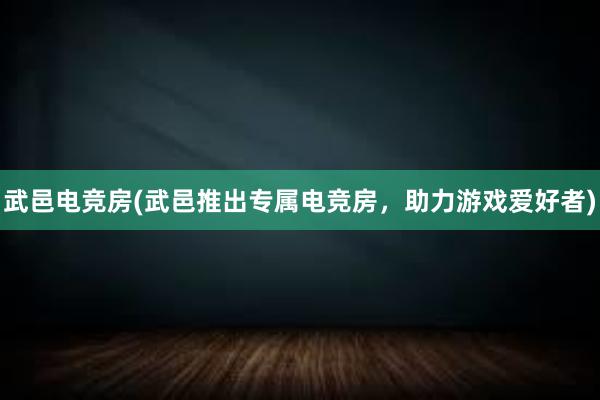 武邑电竞房(武邑推出专属电竞房，助力游戏爱好者)