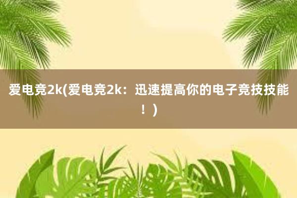 爱电竞2k(爱电竞2k：迅速提高你的电子竞技技能！)