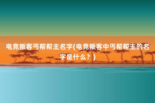 电竞叛客丐帮帮主名字(电竞叛客中丐帮帮主的名字是什么？)