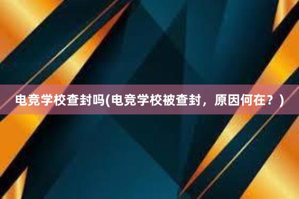 电竞学校查封吗(电竞学校被查封，原因何在？)