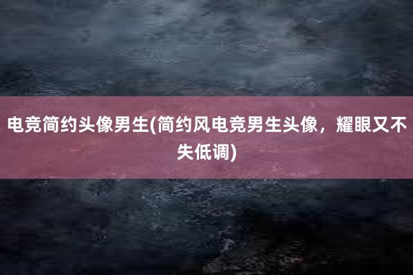 电竞简约头像男生(简约风电竞男生头像，耀眼又不失低调)