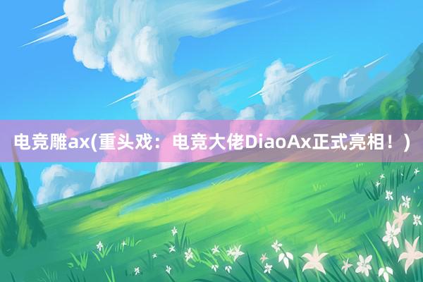 电竞雕ax(重头戏：电竞大佬DiaoAx正式亮相！)