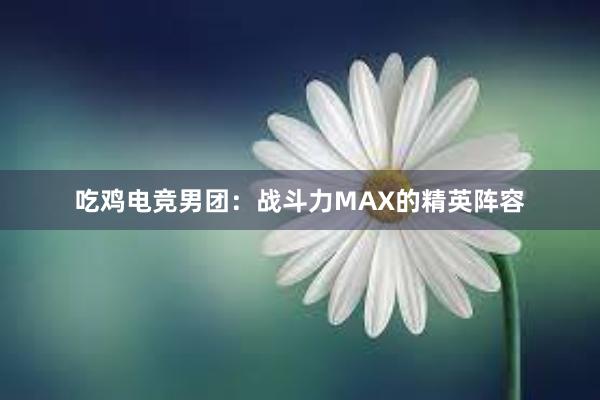 吃鸡电竞男团：战斗力MAX的精英阵容