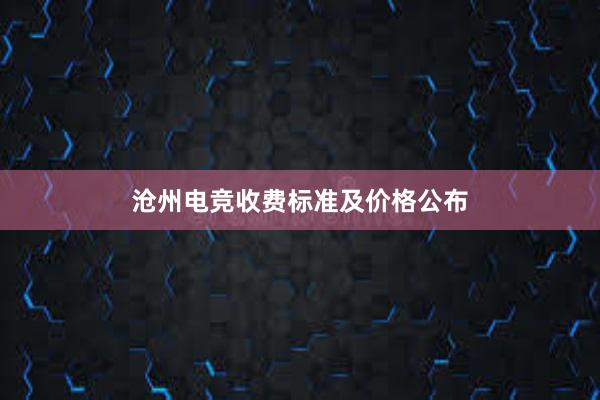 沧州电竞收费标准及价格公布