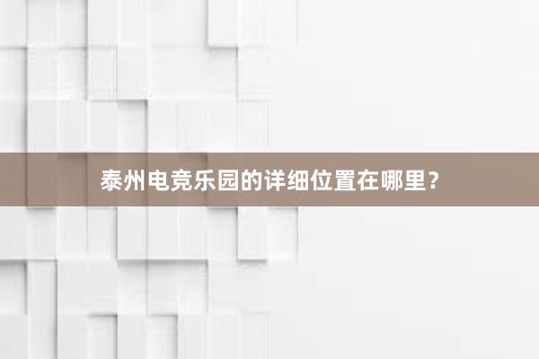 泰州电竞乐园的详细位置在哪里？